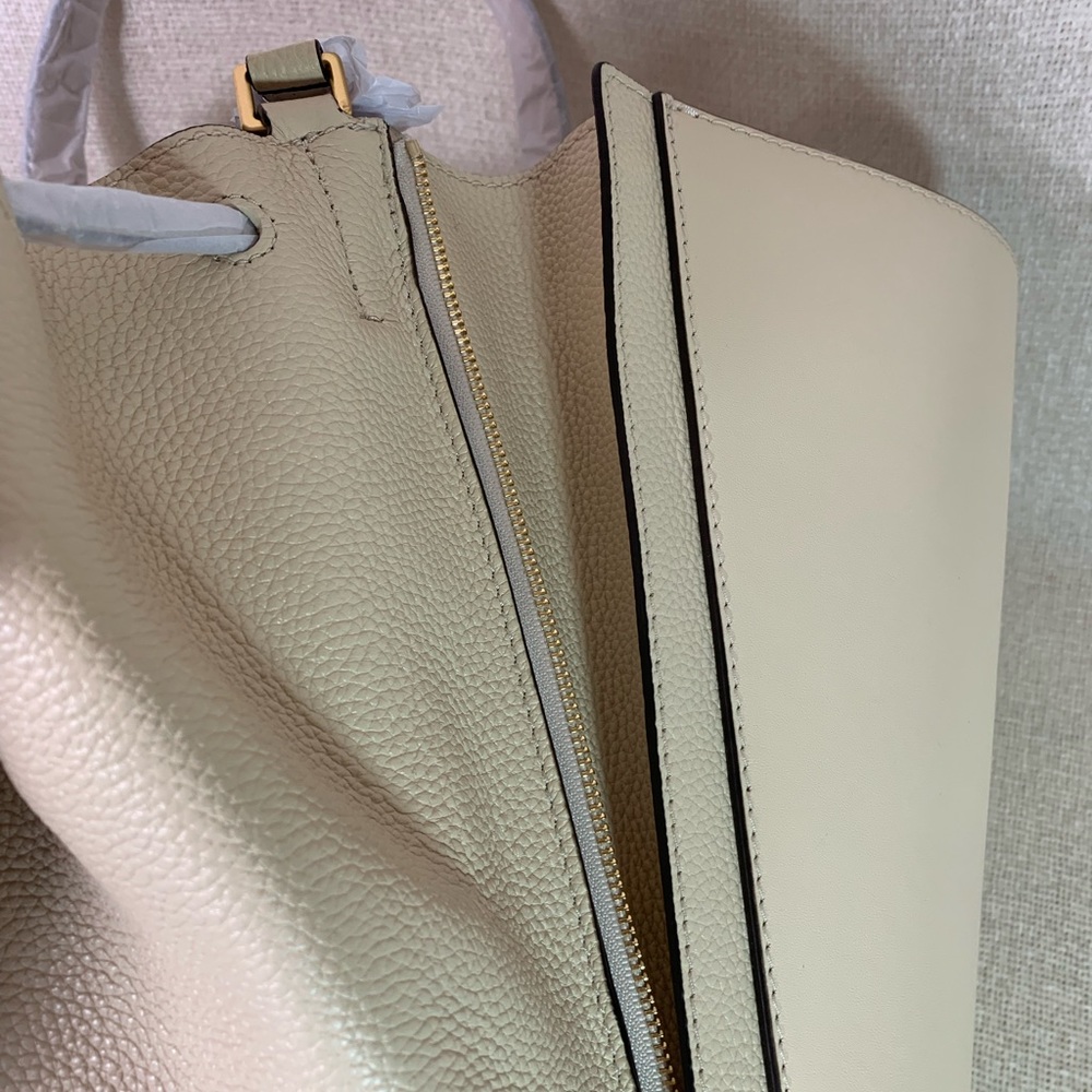 NEW Tory Burch Mcgraw Dragonfly Brie Cream Leather Oversized Shopper Tote Bag - Picture 14 of 16
